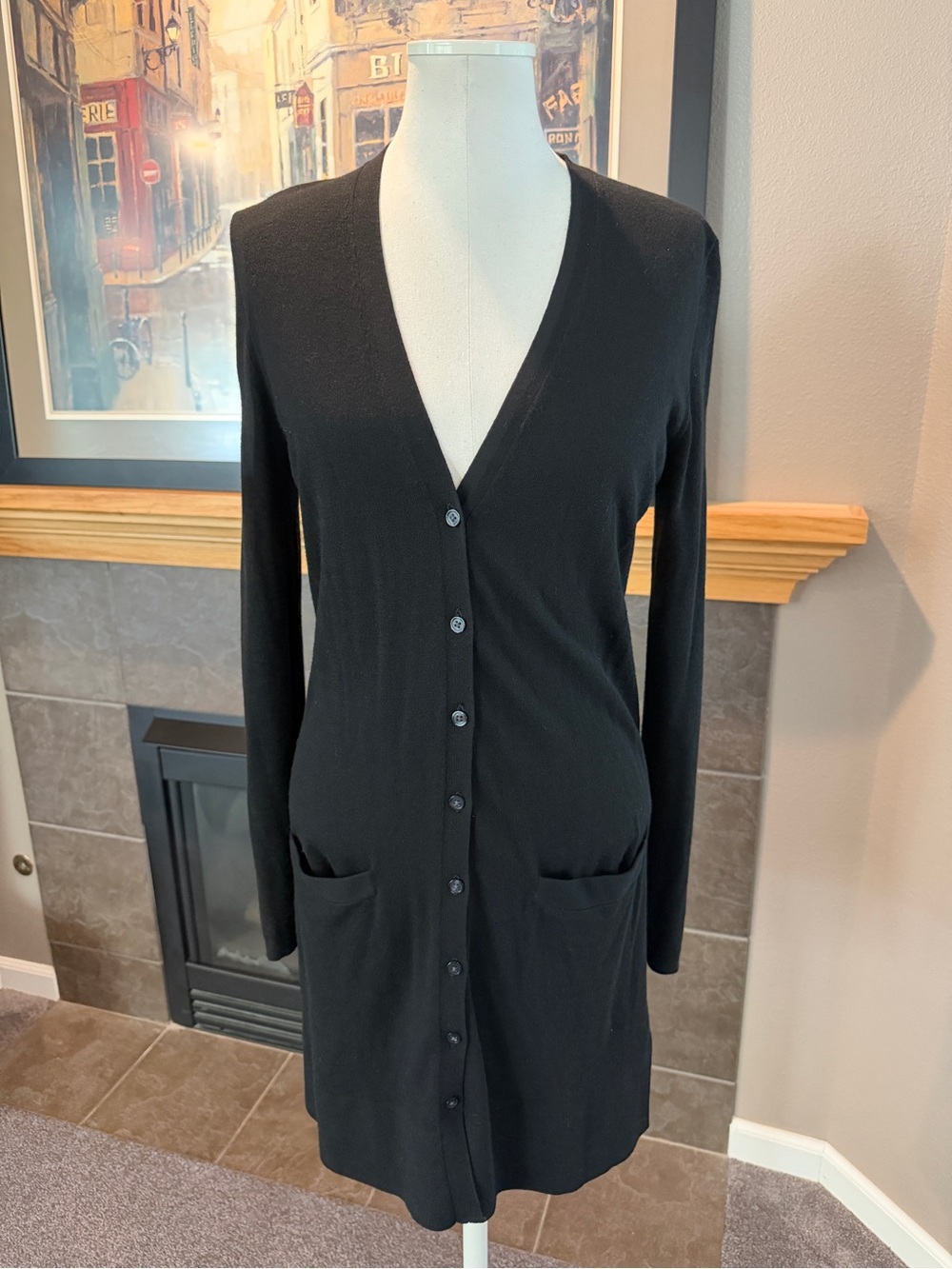 Classic Loft Black Long button front cardigan